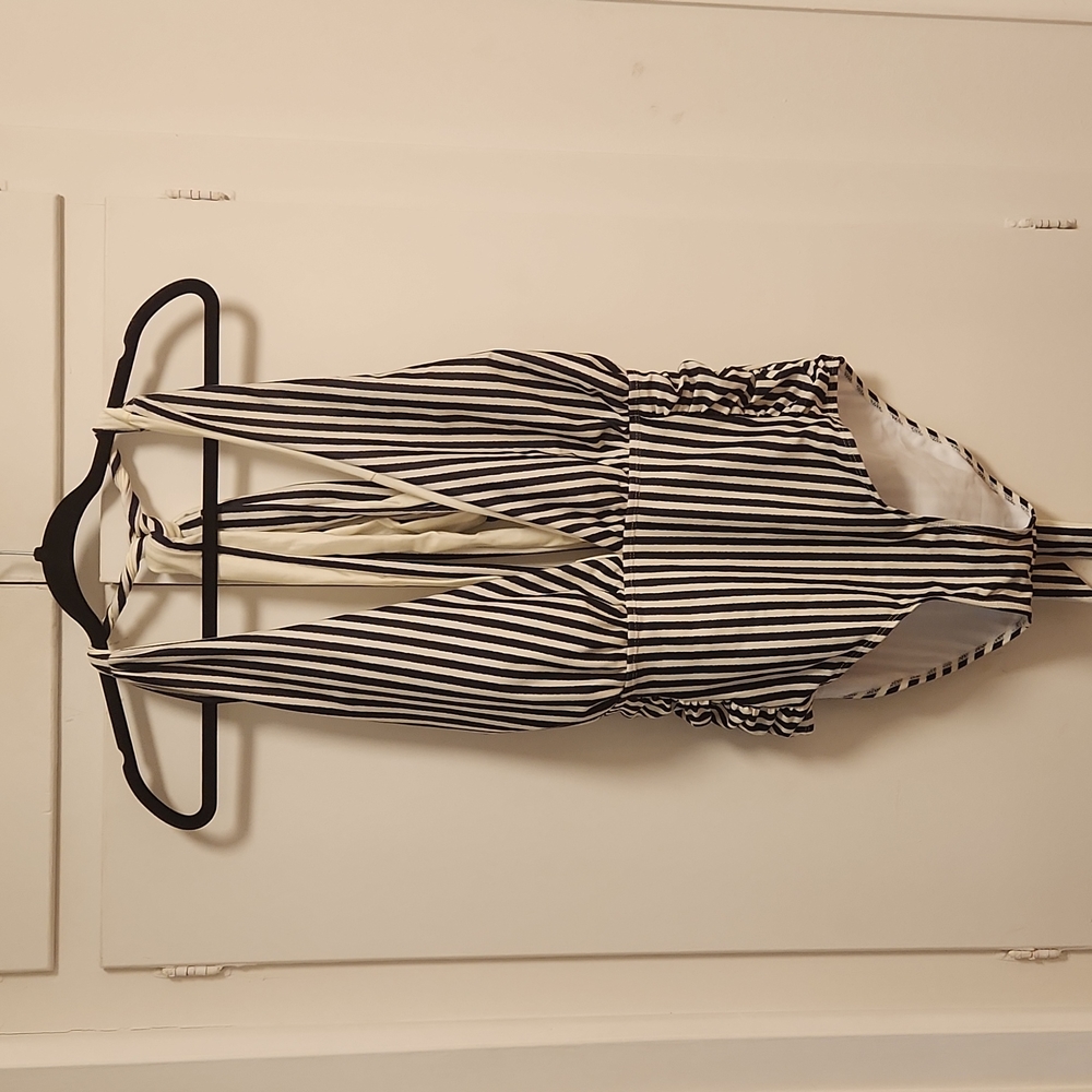NWT black and white stripes one piece swimsuit